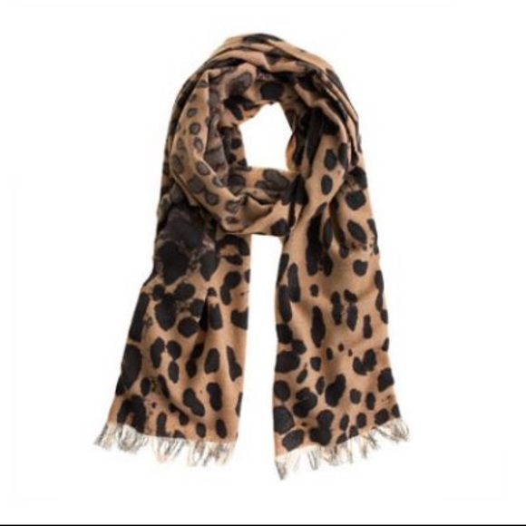 J. Crew Accessories - NWT J.Crew Leopard Print Wool Cotton Scarf Italy